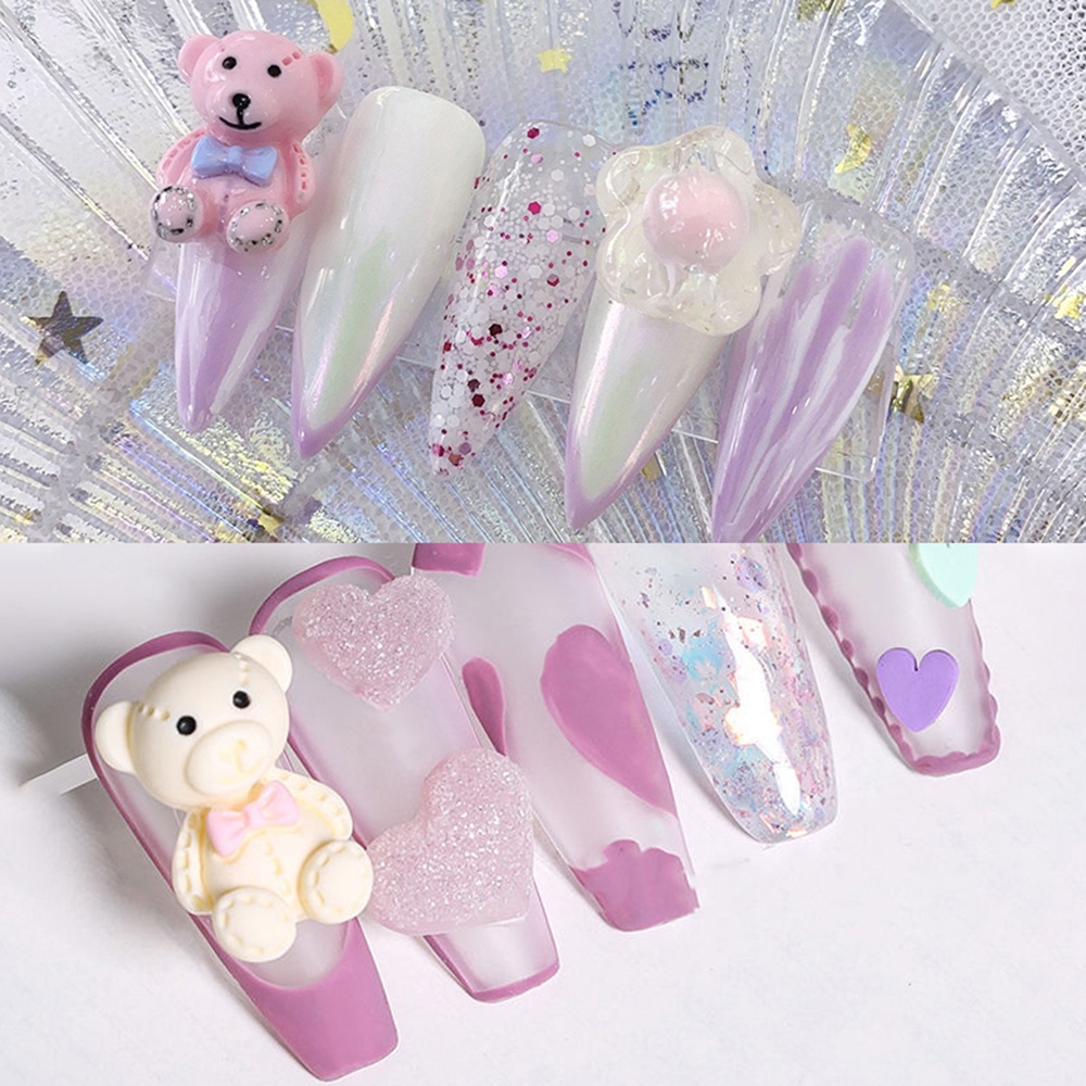 [Hàng mới về] Set 10 phụ kiện trang trí móng tay 3d 13x18mm hình gấu hoạt hình nhiều màu kiểu nhật bản