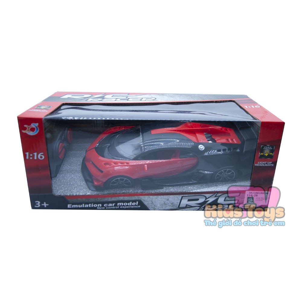 Đồ chơi xe oto điều khiển từ xa tỷ lệ 1:16 có đèn pha chiếu sáng màu đỏ đen R/C racer Emulation car model No.116-2B