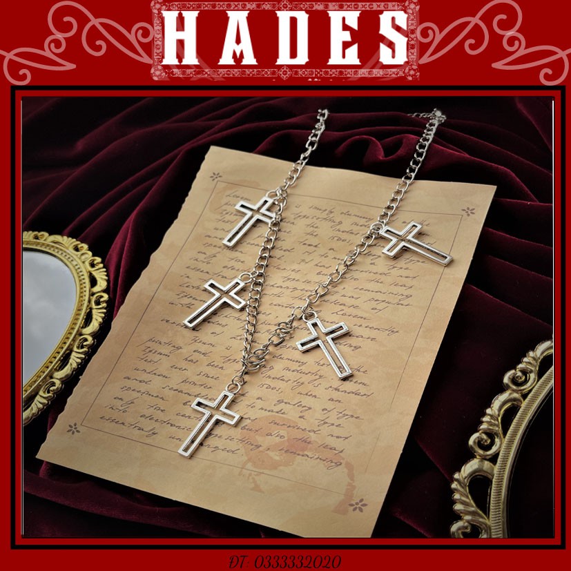 [Xả kho] Vòng cổ thánh giá titan cho nam nữ cá tính chain - Dây chuyền hợp kim thời trang ngầu gothic hiphop Hades.js