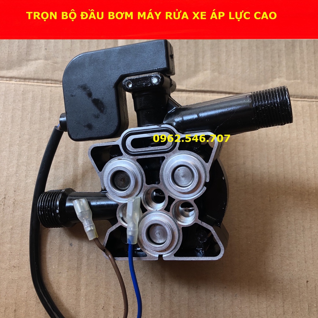 Đầu bơm áp lực mini- Đầu máy rửa xe gia đình 3 pittong kèm rơ le