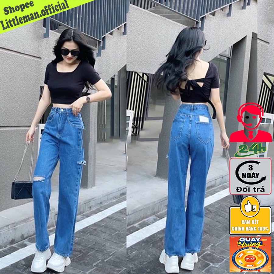 Quần jach nữ - Quần jean nam baggy rách gối ống rộng chất bò cao cấp hottrend hàn quốc 2022