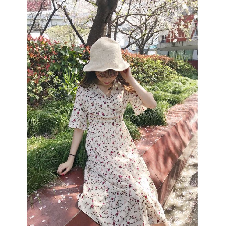 Đầm Maxi hoa nhí - Đầm tiểu thư vintage-VD005 | BigBuy360 - bigbuy360.vn