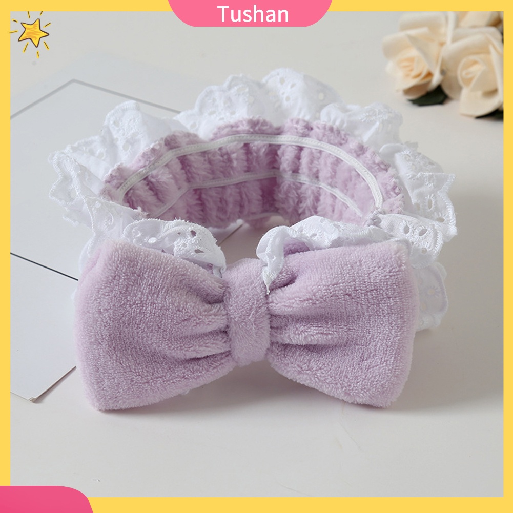 Băng đô co giãn phối ren xinh xắn buộc nơ đáng yêu dành cho nữ