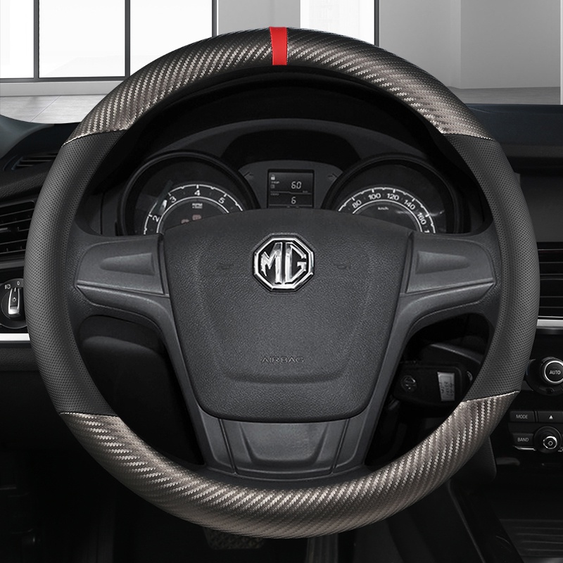Tấm Da Sợi Carbon Bọc Vô Lăng Xe Hơi 15 Inch/38cm Cho MG 3 5 6 7 ZS GS EHS EZS GT EV RX