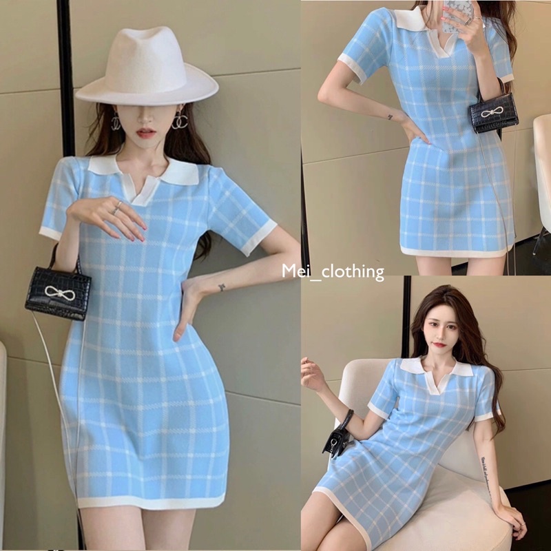 [Ảnh thật/sẵn] Váy polo kẻ ulzzang nhiều màu/ đầm body/ váy ngắn