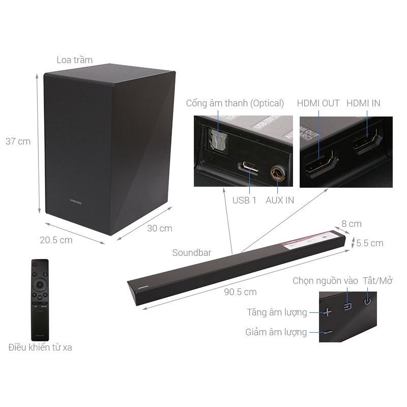 ( Hàng Trưng Bày ) Soundbar SamSung N450 2.1 CS 320W hàng chính hãng cao cấp