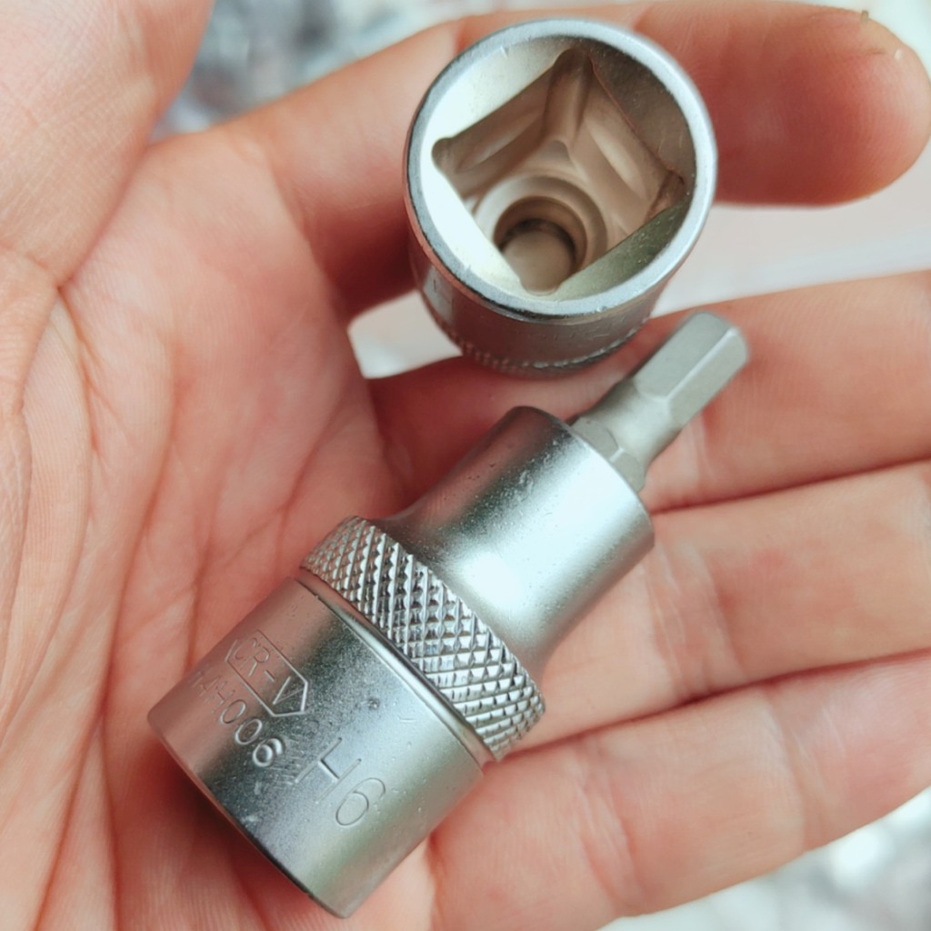 Lục giác 6mm chân khẩu 1/2inch, Đầu tuýp 1/2 inch bit lục giác 6mm, dùng cho súng bắn ốc, bu lông