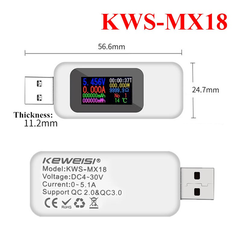 USB Đo Dòng - Đo Áp ,Test pin sạc, Củ Sạc, Dung Lượng Pin KWS-V21 KWS-MX18 | WebRaoVat - webraovat.net.vn