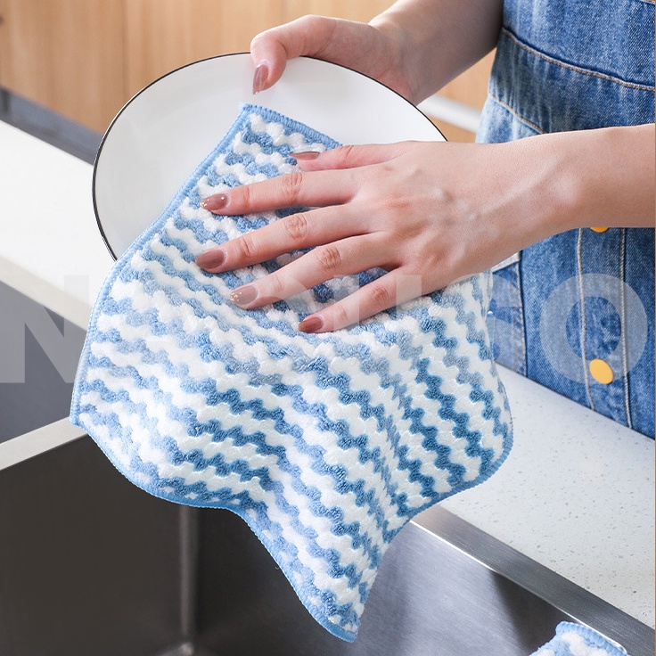 Khăn lau bếp đa năng, khăn lau tay nhà bếp siêu thấm 2 mặt kháng khuẩn 3 màu - NACUSO