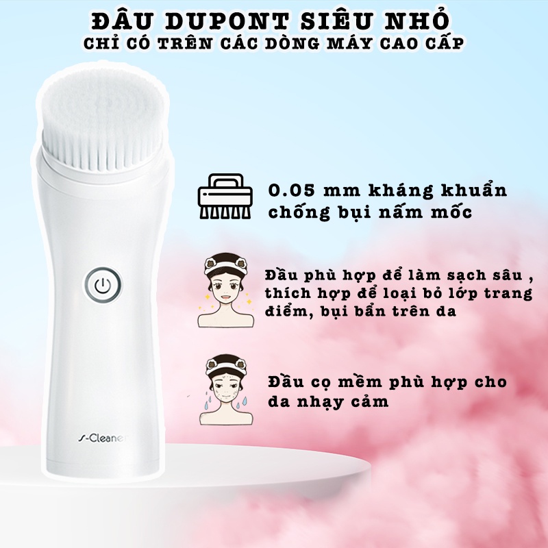 Máy rửa mặt công nghệ siêu âm 2 đầu cọ làm sạch 2in1 Nanotime F62Y HT Beauty làm sạch sâu, loại bỏ bã nhờn
