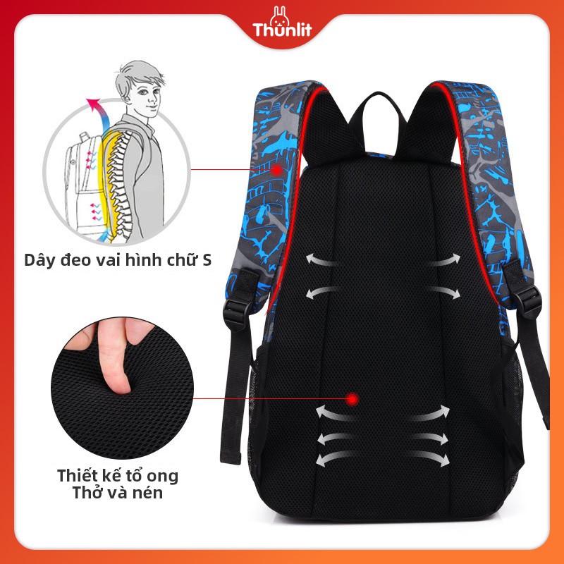 Bộ ba lô 2 món Thunlit dành cho nam sinh trung học