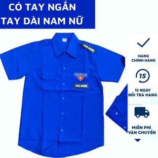 Áo sơmi đoàn thanh niên logo thêu, áo đoàn nam nữ có bigsize
