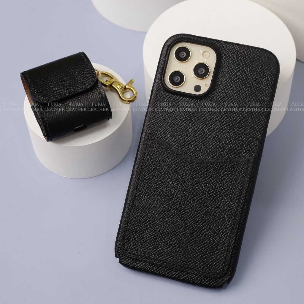 Vỏ AirPods da thủ công Epsom Đen dành cho AirPods 1/ AirPods 2/ AirPods Pro ADTC101
