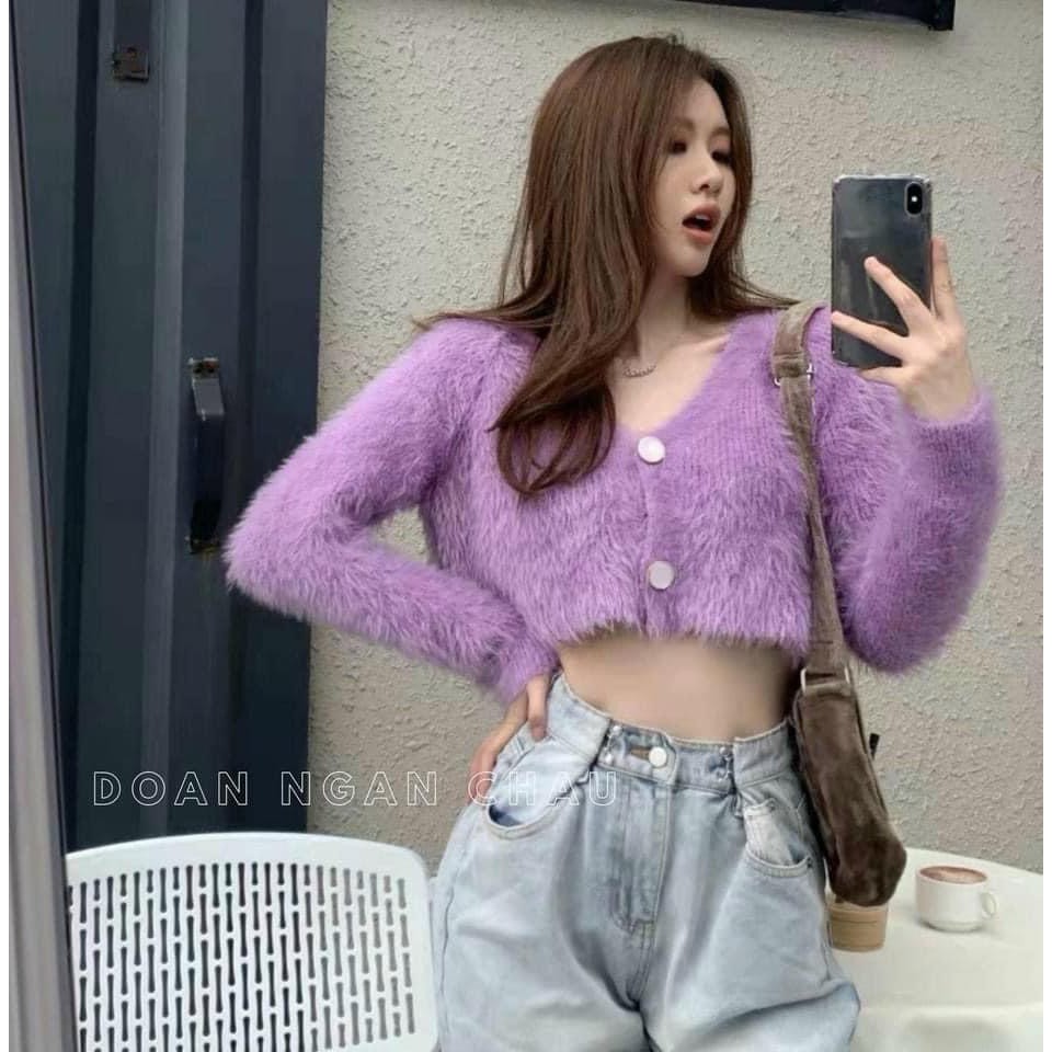 BÁN SỈ Áo Khoác Len Lông Vũ Croptop Hàng QCCC Loại 1 4 Màu HANNAHOUSE 1396 [Kèm VIDEO & ẢNH THẬT] | BigBuy360 - bigbuy360.vn