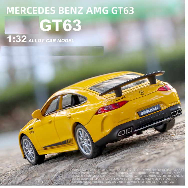 Xe mô hình ô tô Mercedes AMG GT63S tỉ lệ 1:32 bằng hợp kim mở full cửa xe có đèn và âm thanh động cơ