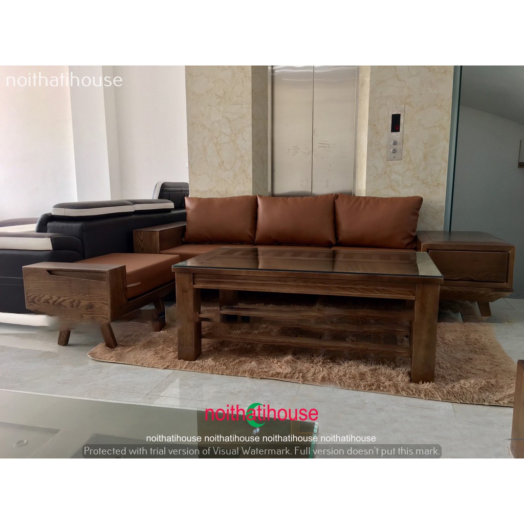 sofa gỗ chữ L cao cấp - thiết kế sofa gỗ chữ L cao cấp cho nhà chị Hoa