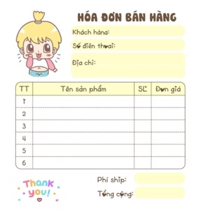 Combo 3 Hoá đơn mini 1 liên và 2 liên