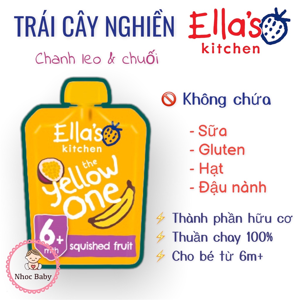 Hoa quả nghiền Ella’s Kitchen cho bé 4/6m+ 70g (air UK) date 2023