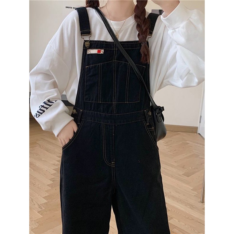 (Order 10 ngày)_ Y12 Quần Yếm Jeans Đen Cá Tính | BigBuy360 - bigbuy360.vn