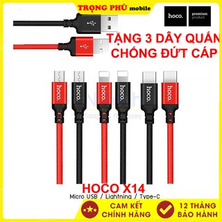 CÁP SẠC X14 NHANH DÂY DÙ 1M và 2M-,Micro,Typec