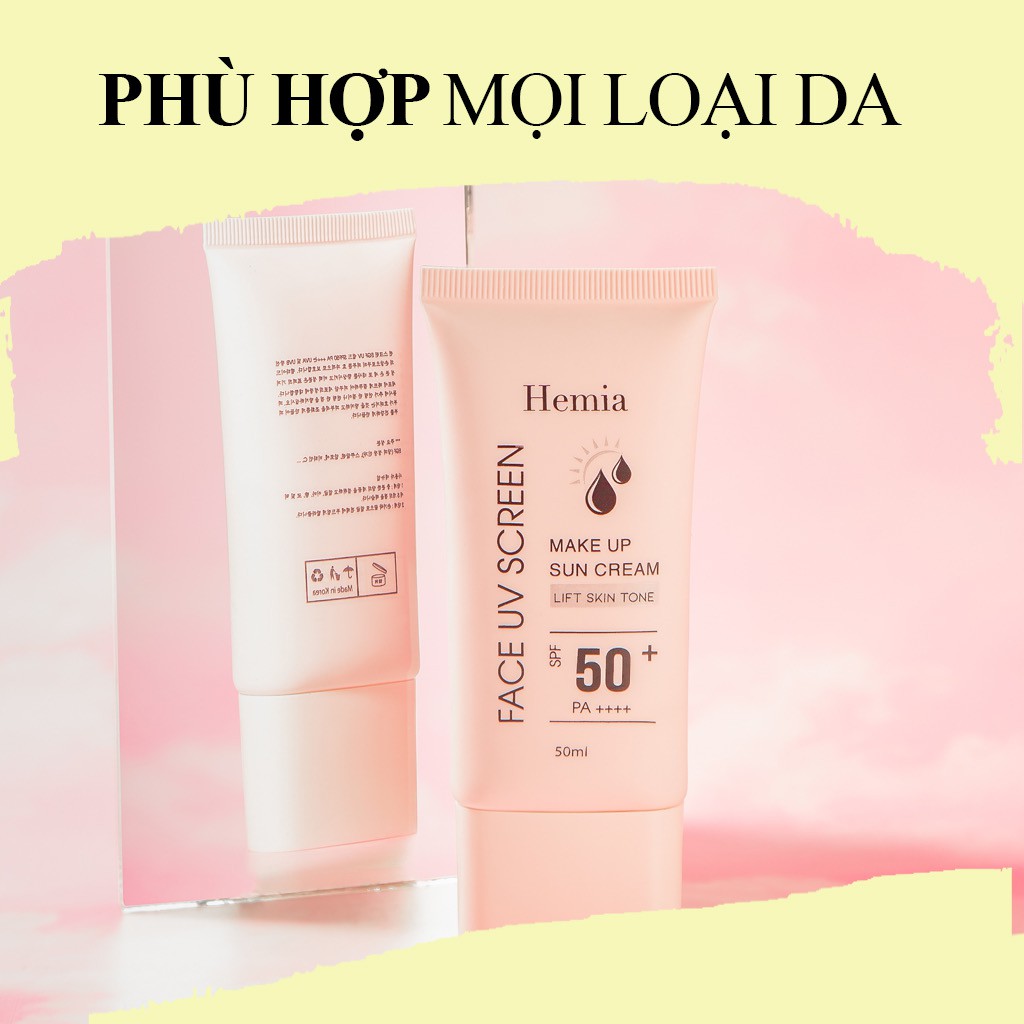 Kem chống nắng Hemia dưỡng trắng make up bảo vệ da chống lão hoá-da dầu, da mụn, da khô, da thường- Hàn quốc