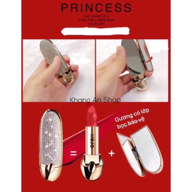 [Có màu mới] Son Thỏi Hojo Princess Phi Thuyền Đính Đá Kèm Gương Soi sang chảnh | BigBuy360 - bigbuy360.vn
