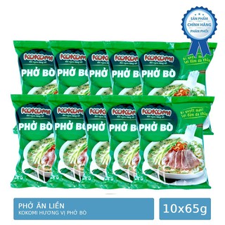 Combo 10 gói phở bò ăn liền kokomi gói 65g