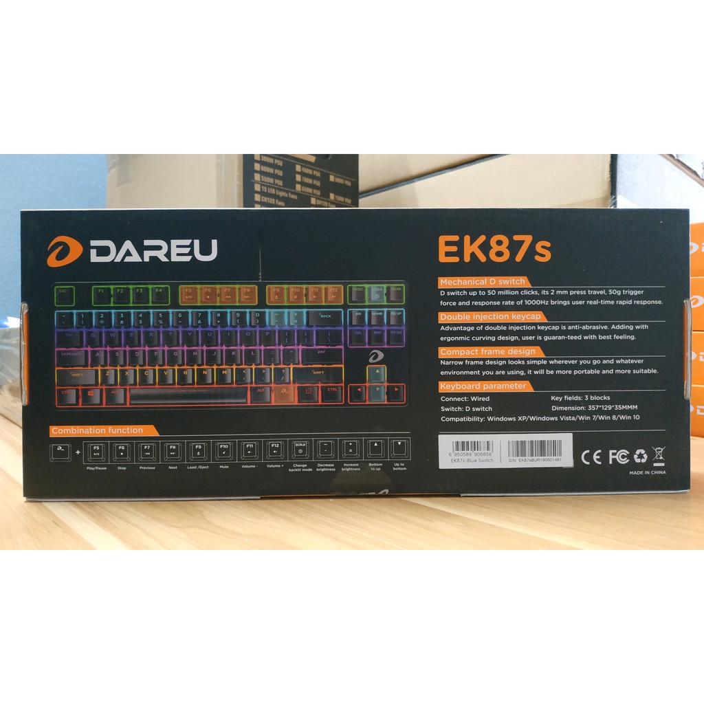Bàn phím cơ Gaming DAREU EK87s - Black  - New BH 24T - Chính hãng Mai Hoàng