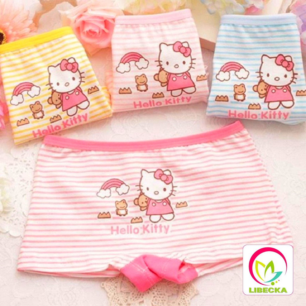 Quần chíp đùi cho bé gái hoạt hình mèo sọc siêu dễ thương siêu đẹp Cotton tự nhiên kháng khuẩn cao cấp LIBECKA QLTE01MS