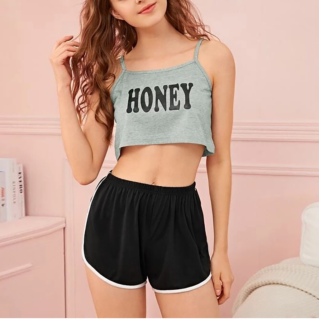 DB036 - Bộ đồ thun cotton áo 2 dây quần đùi dễ thương làm đồ bộ mặc nhà, đồ đi chơi phố, đồ đi ngủ. Đồ thun nữ mùa hè.