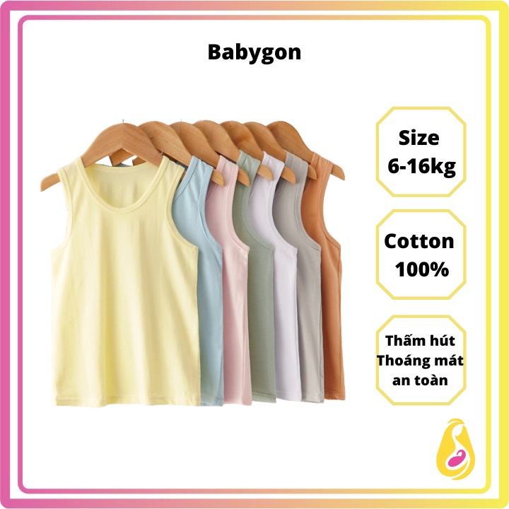 Áo thun bé trai ba lỗ 100% cotton Babygon AO001