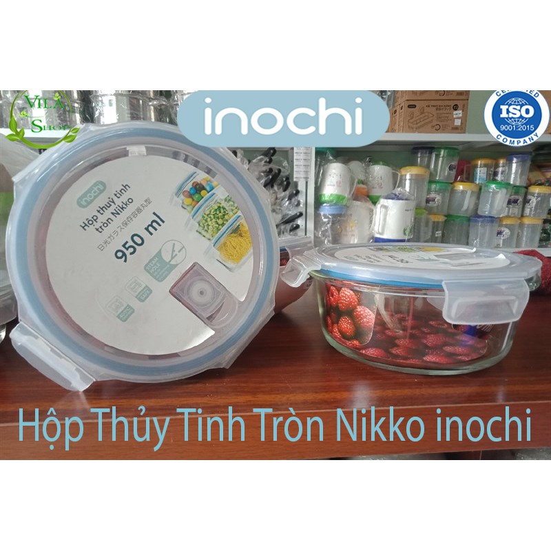 [ Bộ ] Hộp Thực Phẩm, Hộp Thủy Tinh Chịu Nhiệt Hình Tròn, Thủy Tinh Cao Cấp Inochi Sử Dụng An Toàn Trong Lò Vi Sóng