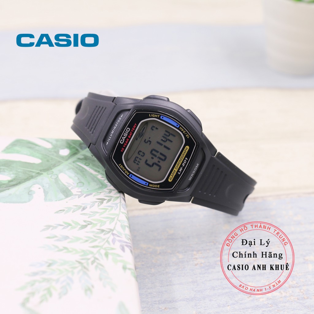 Đồng hồ điện tử nữ Casio LW-201-2AVDF dây nhựa