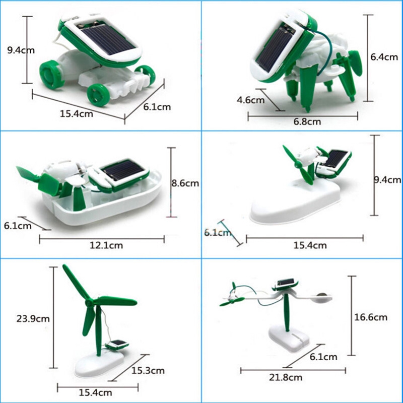 (hàng Mới Về) Bộ 1 Sản Phẩm Robot Năng Lượng Mặt Trời 6 Trong 1 Sáng Tạo Cho Bé