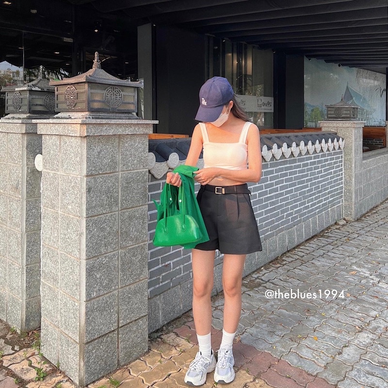 Áo Hai Dây Bản To Mút Ngực Dáng Croptop