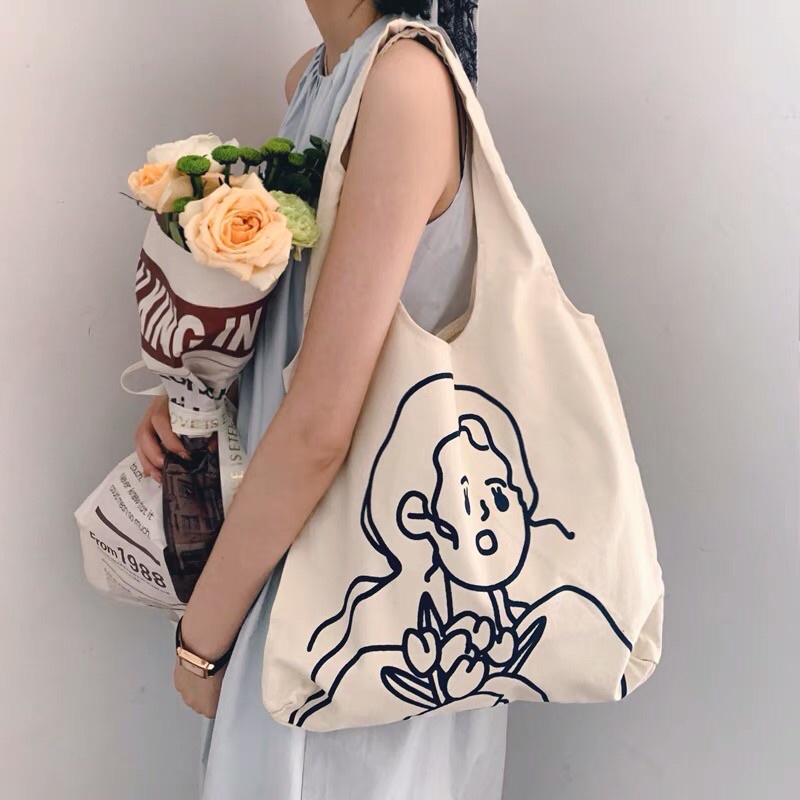 Túi vải canvas hình cô gái