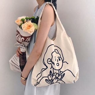 Túi vải canvas hình cô gái