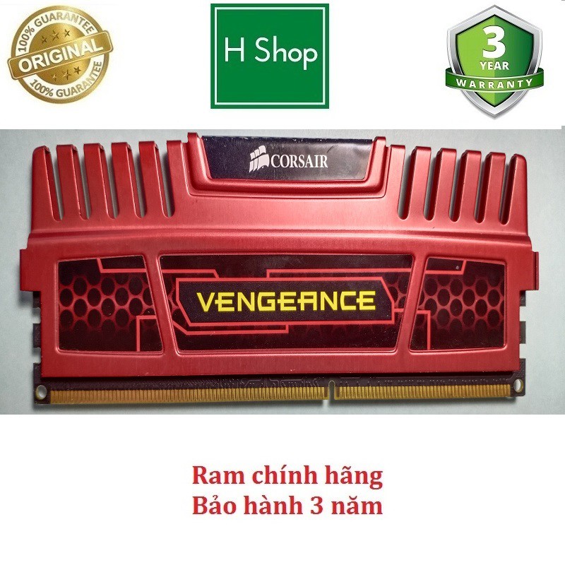 Ram tản nhiệt 4Gb ddr3 bus 1333 overclock 1600, hiệu Corsair Vengeance chính hãng, bảo hành 3 năm