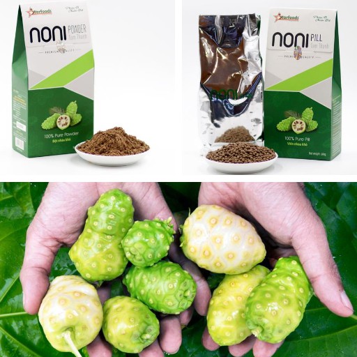 Combo nhàu bột nhà làm - trong có 1 bột nhàu nguyên chất 400g 1 viên nhàu nguyên hạt 400g (túi Giấy trong PE như ảnh)