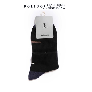 Tất Nam Cao Cổ Phối Gót POLIDO Chất Cotton Thoáng Mát