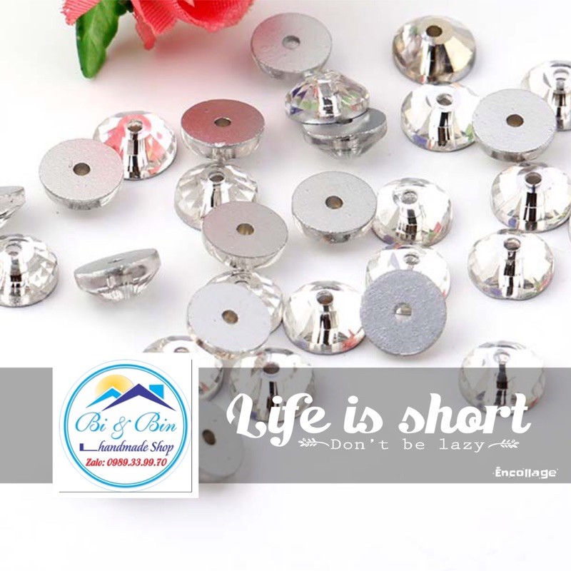 100 Viên Đá Kết Lỗ Giữa Loại Pha Lê