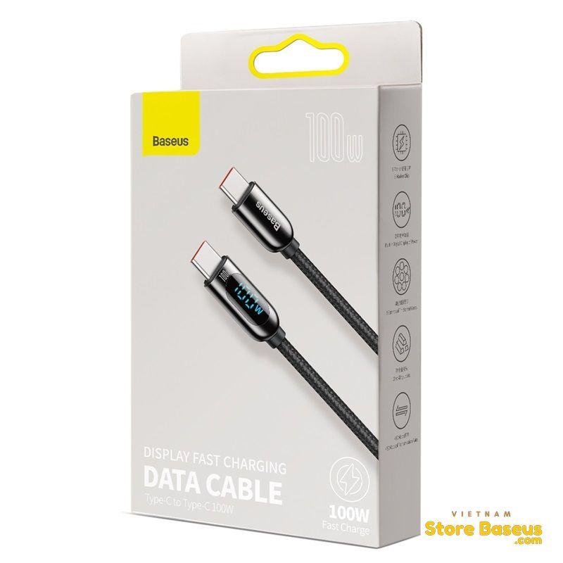 Cáp sạc nhanh C to C 100W Baseus Display Fast Charging Data Cable| Bảo hành chính hãng 12 tháng
