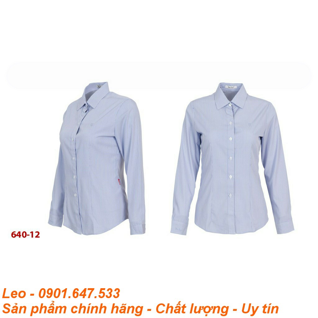 Áo sơ mi Thái Hòa sọc xanh dương sọc xuôi 640-14