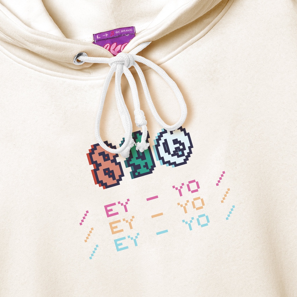 Áo Hoodie zip 8YO cao cấp có dây kéo VACATION - Cream