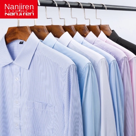 Áo sơ mi nam dài tay mỏng công sở màu trơn cụ trẻ trung và niên trắng giới size lớn