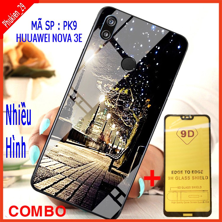 COMBO ỐP LƯNG HUAWEI NOVA 3E (ốp lưng kính 3D thế hệ mới + tặng kèm kính cường lực full màn hình)