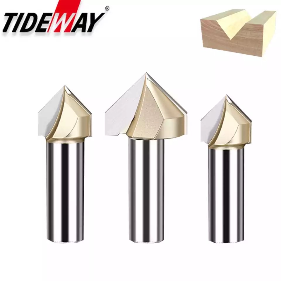 Mũi phay gỗ Vát 45 độ không bi chữ V Tideway cao cấp