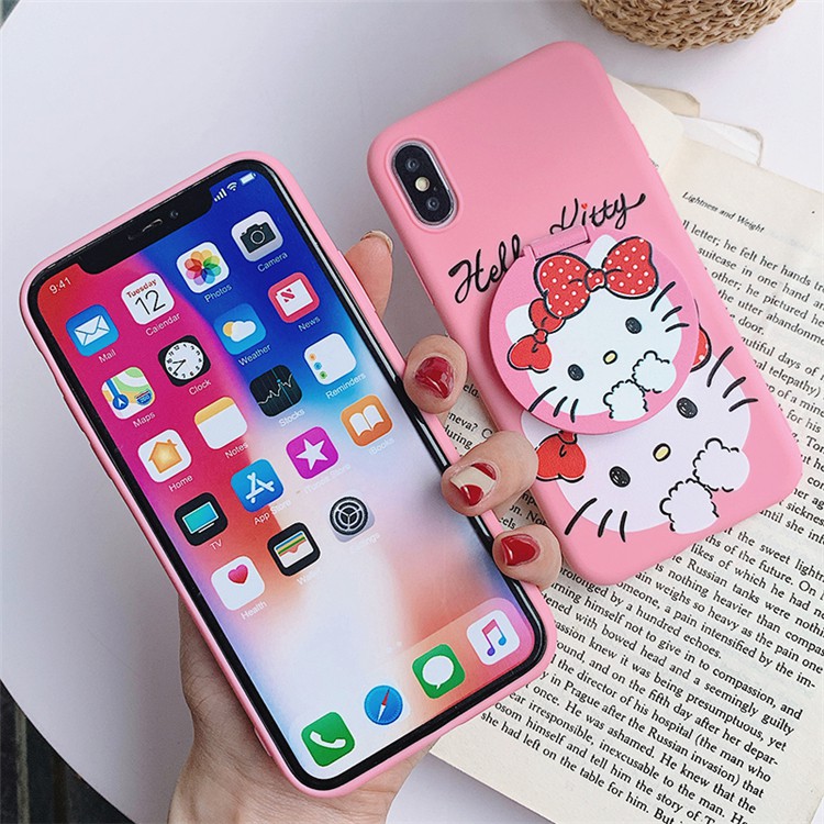 Ốp điện thoại Samsung hình mèo hello kitty thắt nơ màu hồng cho J6 J8 2018 J7 Prime J3 J2 Pro J5 J4 Plus