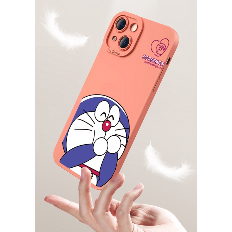 Ốp Điện Thoại Viền Vuông Hình Doraemon Dễ Thương Cho iPhone 14 Plus 13 Pro Max 12 iPhone 11 XR 8 7 SE 2022