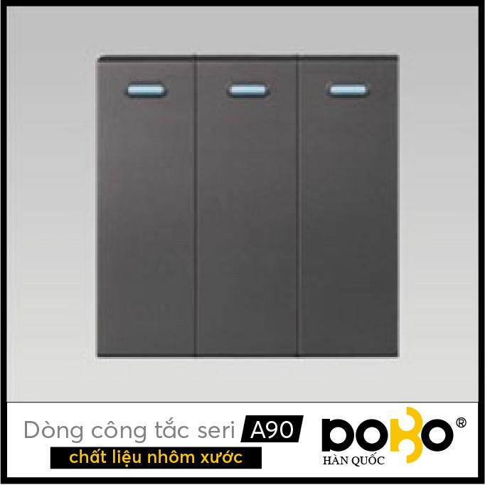 [DoBo] SERI A90 - Hạt ba công tắc 16A (Set 3 gang)